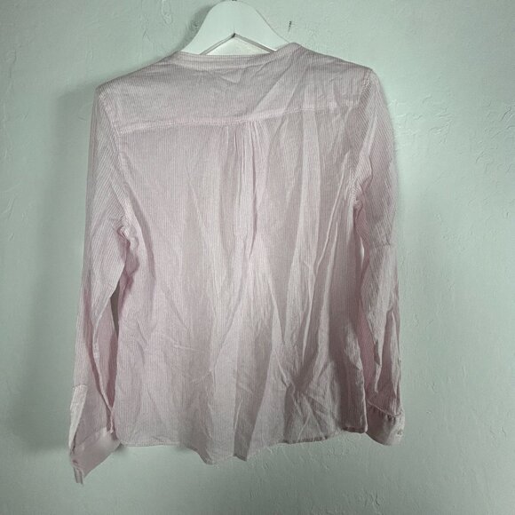 Carve Designs Womens Small Pink Striped Long-Sleeve Henley Shirt with Pockets - Picture 2 of 6